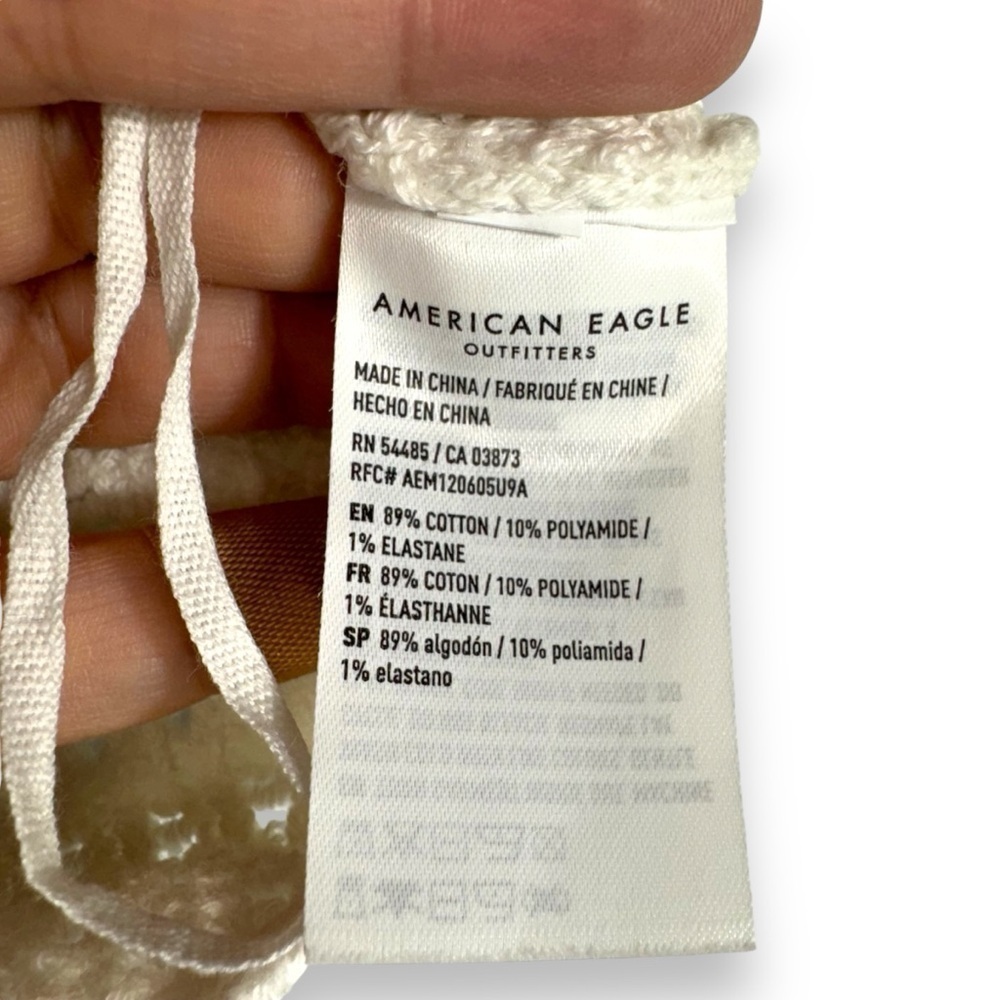 American Eagle Sweetheart Neckline Cinch Front Crochet Tube Top, White, Size XS - Picture 8 of 13